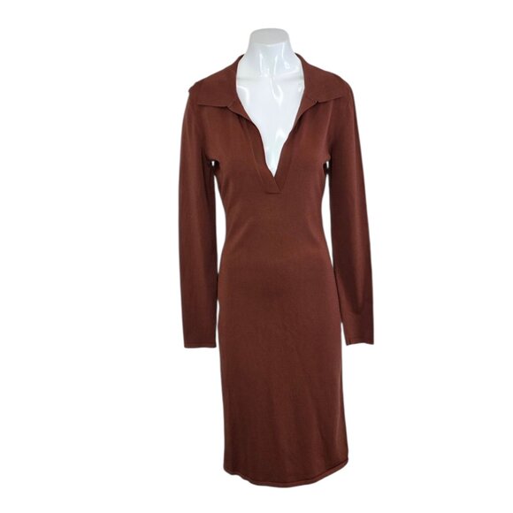 Babaton Dresses & Skirts - Aritzia Babaton Fame Dress, Polo Long Sleeve Shirt Dress, Rich Copper, Size M